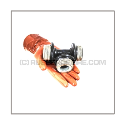 Gasmask-t-joint T-MALE-OCC with gasmask-connector-threads 3 x male without breathing reduction vent